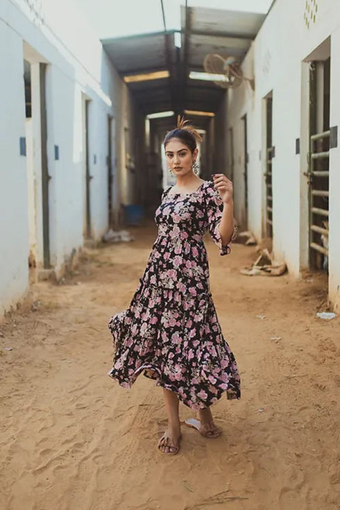 Sylvan Black Floral Dress